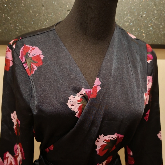 JOIE Floral Print Wrap Dress MILTONA In Midnight - Picture 8 of 17